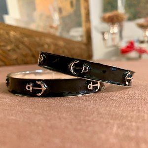 Pair of J. Crew Anchor Silver & Black Bangles